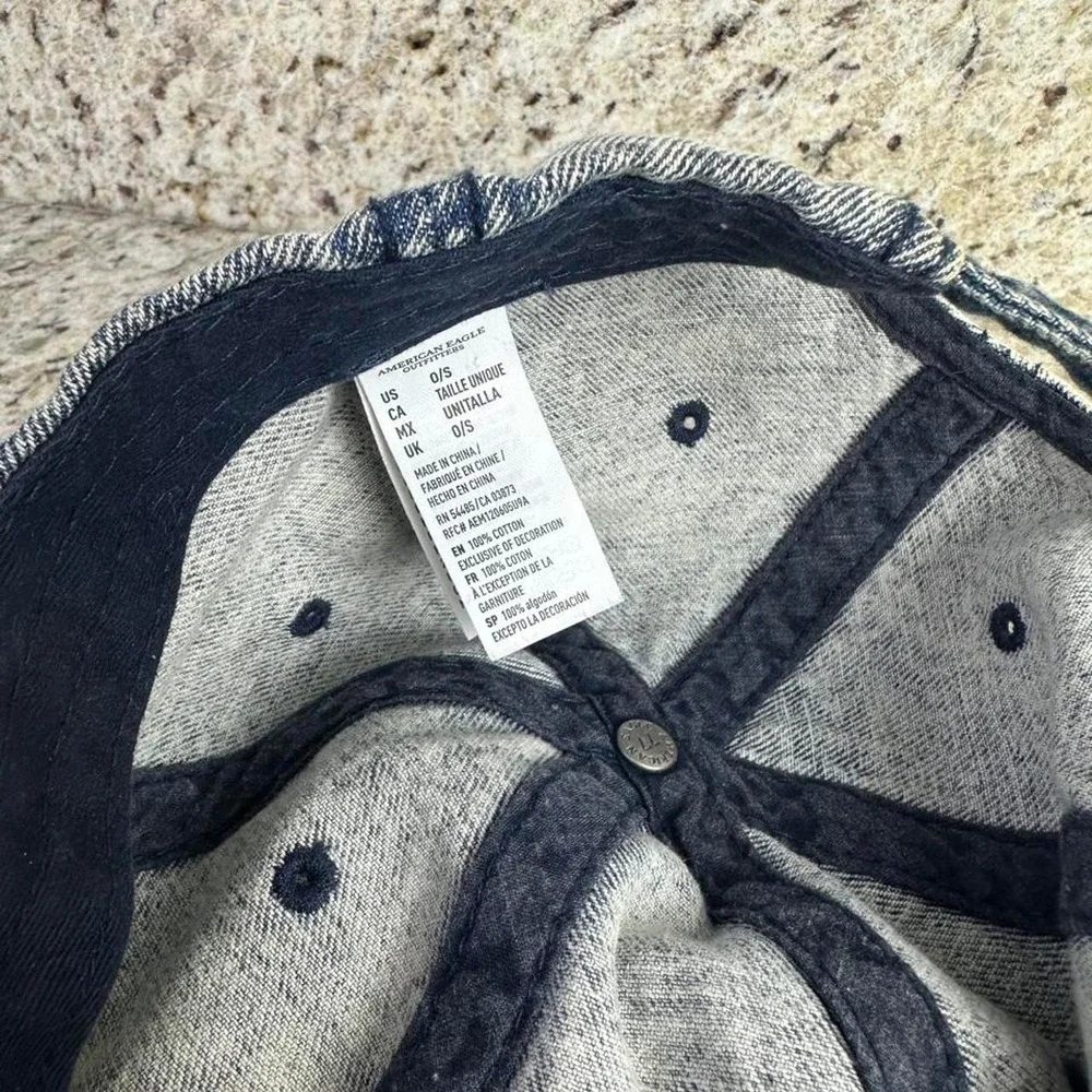 Rainbow Embroidered Denim Baseball Hat American Eagle Cap
